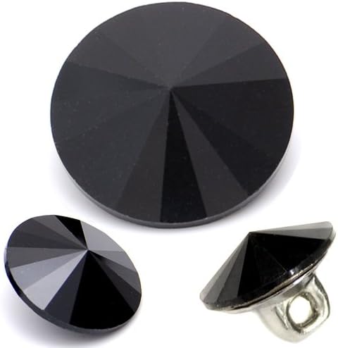 6-pcs 12mm Austria Crystal 1122 Rivoli Button with Shank, SW-1122BT (Jet)...