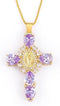 Crystal Zircon Cross Necklace For Women Choker Charm Virgin Mary Pendant Box Chain Female Jewelry Collier Femme - Gold-color - 17.5 inch (box)...