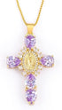 Crystal Zircon Cross Necklace For Women Choker Charm Virgin Mary Pendant Box Chain Female Jewelry Collier Femme - Gold-color - 17.5 inch (box)...