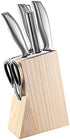 Wooden Knife Block Countertop Knife Holder Knife Organizer with Scissors-Slot for Kitchen...
