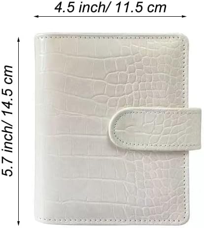 A7 Crocodile Budget Binder Cover - Mini Binder Wallet for Cash Saving, 6-Ring Planner Cover with Hidden Snap Buckle, Beige...