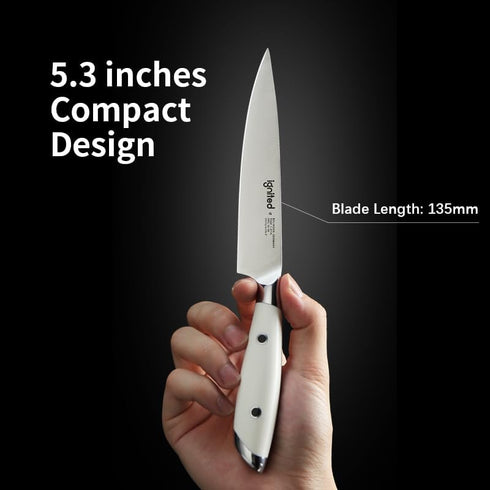 5 inch Paring Knife, German 1.4116 Stainless Steel Peeling Knife, Fruit Vegetable Knife with White ABS Handle, Razor Sharp Small Kitchen Knife wit...