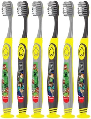 Kids Manual Minecraft Toothbrush, Minecraft, Extra Soft Bristles, for Children with Suction Cup, Kids 5+ Years Old, Extra Soft (Colors & Character...