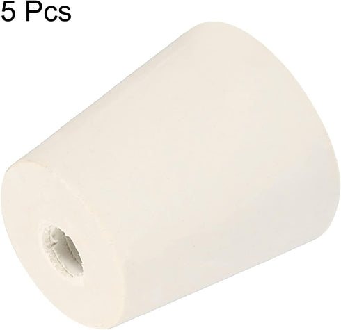 MECCANIXITY Rubber Tapered Plug 22mm to 28mm with 8mm Hole Test Tubes Bungs Stopper White for Lab Home 5 Pieces...