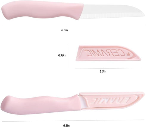 6 Pack Ceramic Paring Knife with Knife Cover, Lightweight Ceramic Knives, Fruit and Vegetable Small Knife (Ceramic, Mix)...
