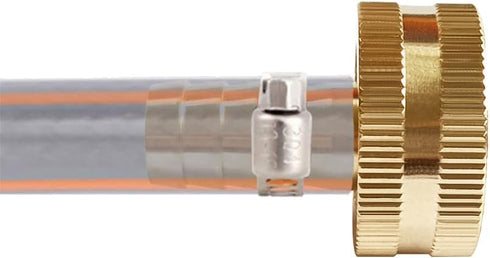 Solid Brass Garden Hose Repair Connector with Clamps, Fit for 3/8" Garden Water Hose Fitting, 3/4"GHT Male and Female Garden Hose Fitting, 2 Set...