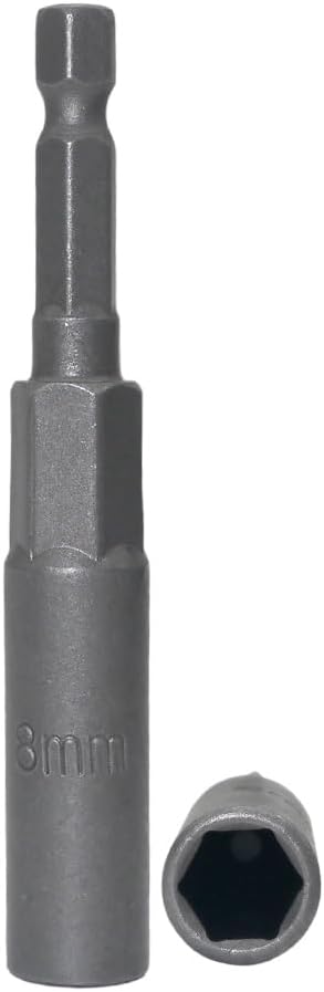 1/4 inch Drive Socket Wrench with Hexagonal Shank Deepened Electric Wrench Adapter Nut Drill Tool 2-pcs (8mm)...