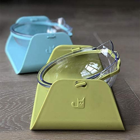 Adjustable Transparent Tilted Bowl Feeder with Raised Stand for Cat Pet(White)...
