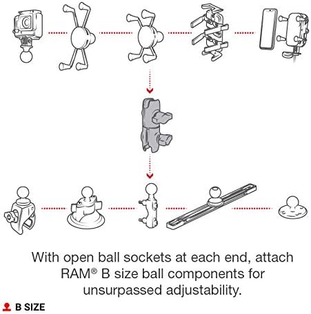 RAM Mounts RAP-B-200-12U Composite Double Socket Swivel Arm Compatible with RAM B Size 1" Ball Components...