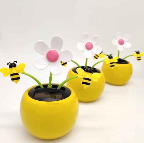1Pc Yellow Solar Dancing Flower Sunflower Decors, Car Swinging Dancing Decor,Solar Dancing Ornament,Car Windowsill Decor,Honey Bee Swing Decors,So...