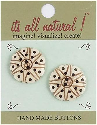 Decorative and Unique Handmade Natural Bone Buttons - Antique Ivory - 26mm - Sun & Stars Netting Design - 2 pc/pk. #1946...