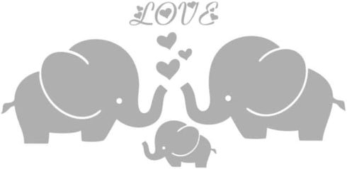 Large Cute Elephant Family with Hearts Wall Decals Baby Nursery Decor Kids Room Wall Stickers, (Large) 40''W x19''H, Grey...