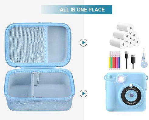 Hard Travel Case Compatible with ESOXOFFORE/for YTETCN/for WEEFUN/for GKTZ/for Anchioo Instant Print Camera for Kids, Storage Holder with Mesh Poc...