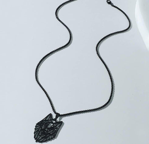 Wolf Head Pendant Necklace Stainless Steel Hollow Style Animal Pendant Silver/Black Cool Chain for Men and Teens Boy Punk Jewelry...