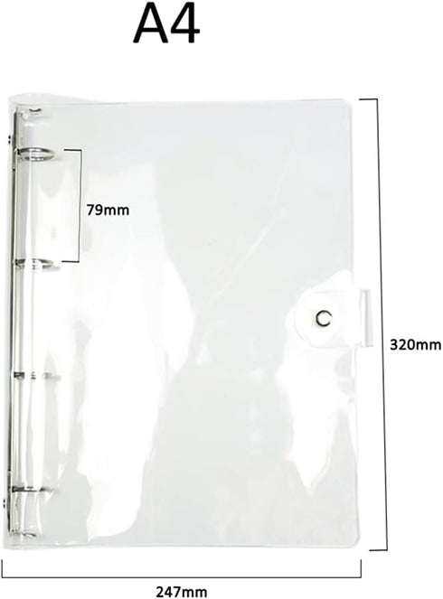 NatSumeBasics A4 Binder 4 Ring Budget Binder Clear PVC Planner Cover Notebook Shell for Organizer Accessories (A4 Binder)...
