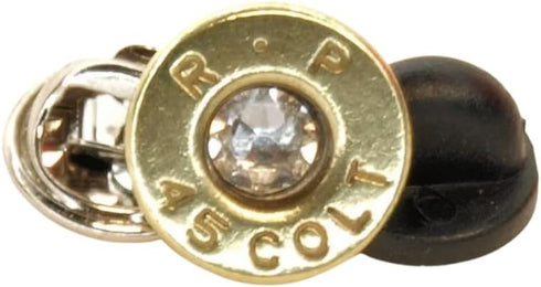 45 Long Colt Recycled Bullet Tie Pin with Crystal (Clear) - Various Headstamps...