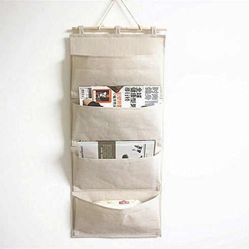 Co-link Linen/Cotton Fabric Wall Door Cloth Hanging Storage Pockets Books Organizational Back to School Office Bedroom kitchen rectangle Home Orga...