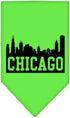 Pet and Dog Bandana Screen Printed, Chicago Skyline Black Large...