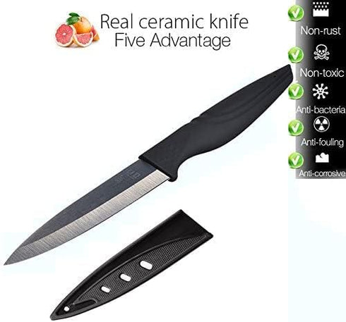 Steak Knives Set of 6 Extremely Sharp Kitchen Ceramic Black Blade Knife...