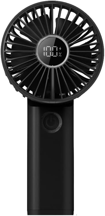 Mini Portable Fan, Powerful Handheld Fan Rechargeable with LED Display, Hand/Desk/Neck 3 In 1 Personal Fan with 6 Speed and 180° Foldable, Quiet f...