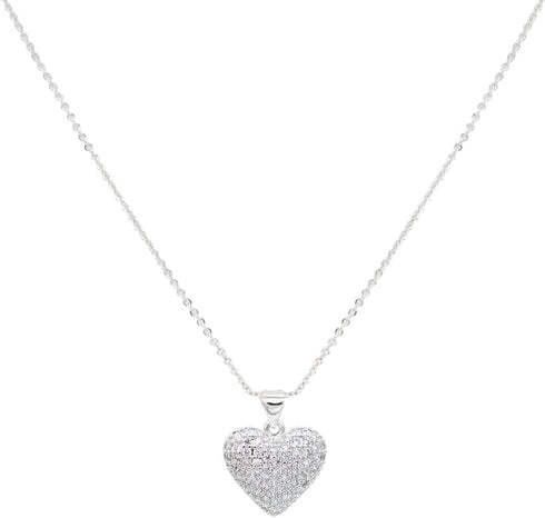 Lavencious CZ Paved Heart Shape Pendant Necklace and Cluster Earrings Jewelry Set for Women...