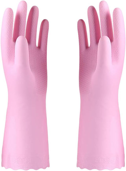 Alimat PluS 1 Pack Reusable Cleaning Gloves Latex Free (Medium), Dishwashing Gloves with Cotton Flock Liner and Embossed Palm, Waterproof Househol...