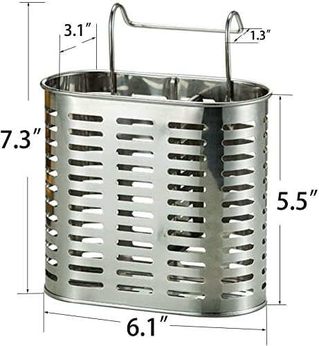 kaileyouxiangongsi Stainless Steel Hanging 2 Compartments Mesh Utensil Drying Rack/Chopsticks/Spoon/Fork/Knife Drainer Basket Flatware Storage Dra...