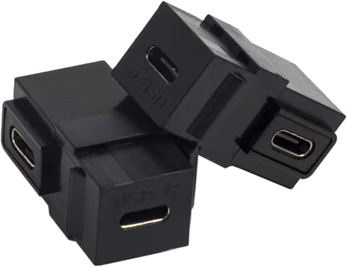 Qaoquda USB C Keystone Jack Inserts, (2 Pack) 90 Degree USB 3.1 Type-C Female to Female Keystone Insert Snap-in Connector Adapters for Wall Plate ...