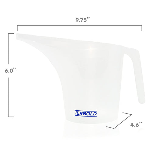 Funnel Pitcher with Spout 2pc Set | 1 Liter Plastic Measuring Pitchers for Cake, Pancake Dispenser, Soap Pouring or Oil Automotive use...