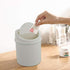 Tiny Trash Can with Swing Lid, Plastic Desktop Mini Waste Can, White...
