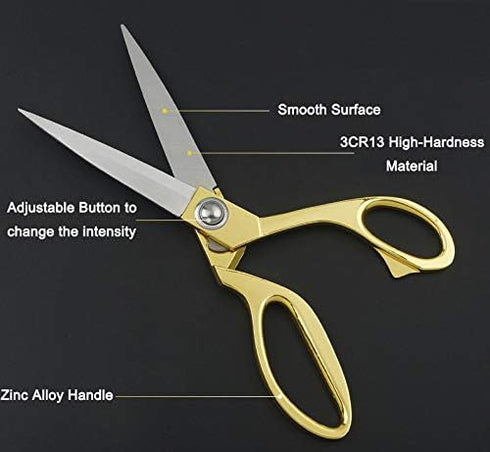 Stainless Steel Sharp Tailor Scissors for Clothing Dressmaking Shears Fabric Craft Cutting Adjustable Kitchen Scissors, Gold (8'')...