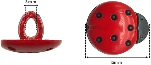 50 PCS Plastic Ladybug Shank Buttons Tag Embellishments Ornaments Craft Buttons for Sewing...