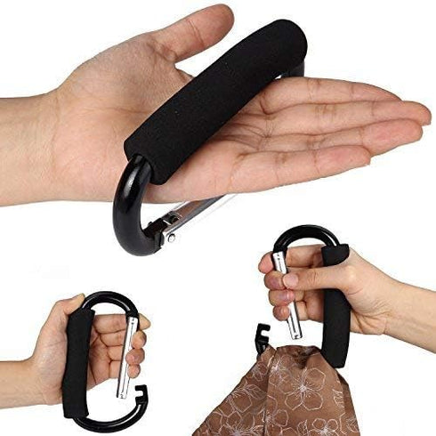 2 PCS Strong Stroller Hooks for Bags, Car Headrest Hook, Grocery Bag Hooks Large Carabiner Heavy-Duty Clip Hook for Groceries, Dog Leashes, Purses...