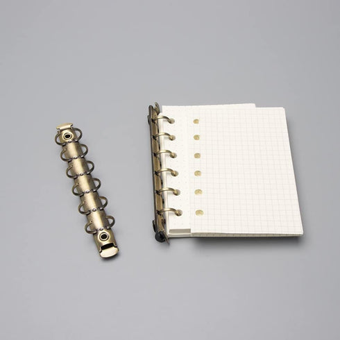 NatSumeBasics 2pcs A7 Binder Rings Bronze Metallic Replacement A7 Binder 6 Rings with Snap Split Hinged for Loose Leaf Notebook Book Photo Album D...