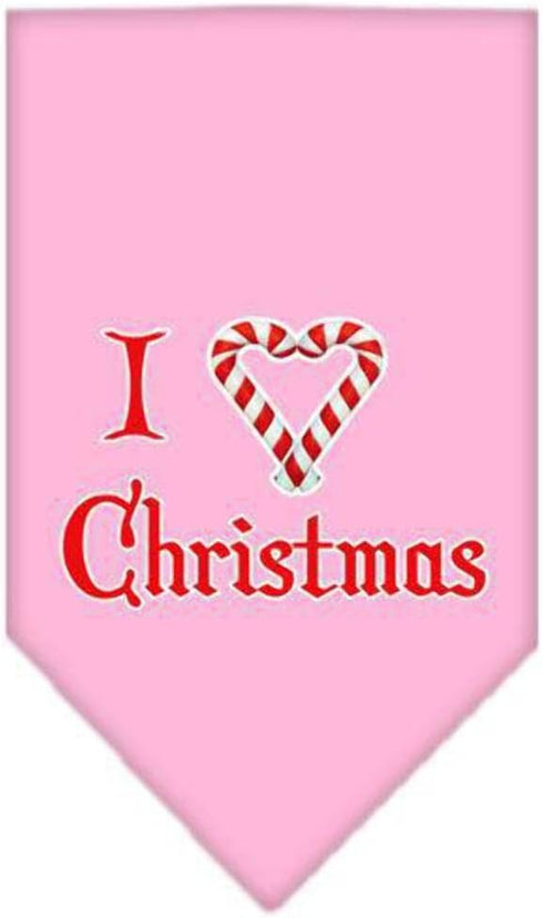 Mirage Pet Products Heart Christmas Screen Print Bandana for Pets, Small, Bright Pink...