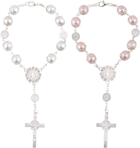 2 Pcs Car Rosary Chain, Rearview Mirror Catholic Beads Auto Rosary Hanging Rosary Chain, Exquisite Car Mirror Hanging Accessories for Truck Bike, ...