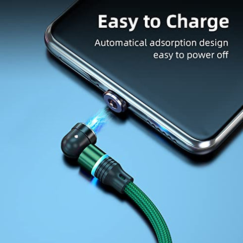 Magnetic Charging Cable 4-Pack 3 in 1 Nylon Braided USB Phone Charger 360 Rotating Compatible with Micro USB Type C iProduct and Most Devices (6.6...