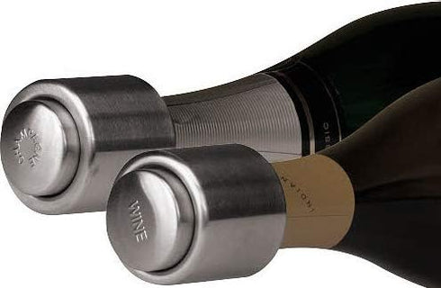 Cilio Wine & Champagne Bottle Stopper Set of 2 - Wine Vacuum Sealer Pump - Champagne Stopper...