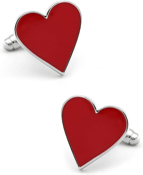 Wedding Cuff Links Romantic Red Heart Design Quality Brass Material Valentine Gift with Gift Box...