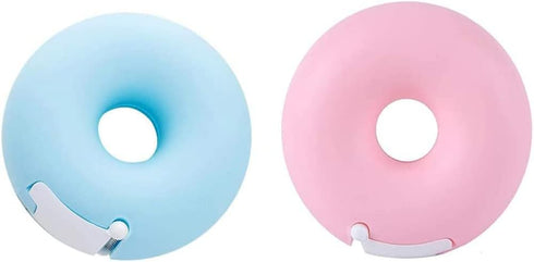2pcs Donut Tape Dispenser Plastic Portable Tape Dispenser Portable Invisible Tape Cutter Tape Organizer Holder for Office or School(pink,blue)...