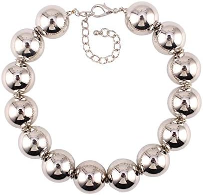 Metal Big Bead Ball Pendant Women Necklace Copper Metal Chunky Statement Round Choker Jewellery...