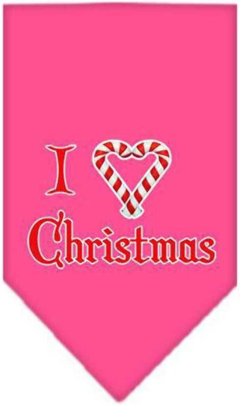 Mirage Pet Products Heart Christmas Screen Print Bandana for Pets, Small, Bright Pink...