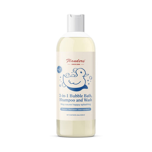 Flanders Bubble Bath - Shampoo & Wash 3-IN-1, Pharmacist Developed, Plant Based, Unscented, Clean Ingredients, Calming & Fun for Sensitive Skin, A...