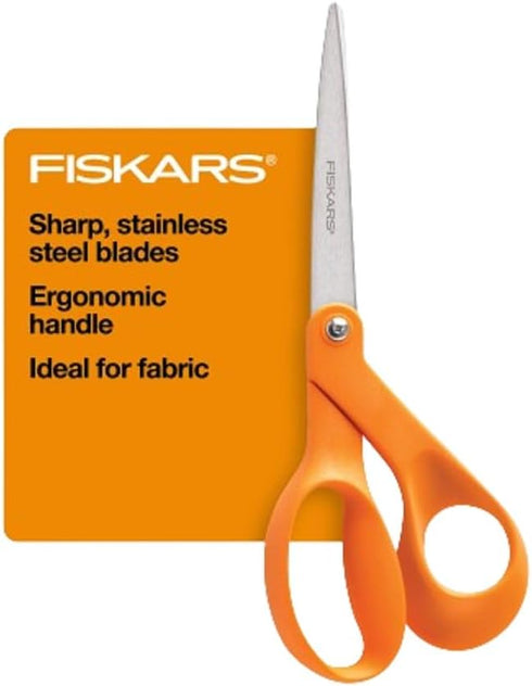 Fiskars Original Orange-Handled Scissors - Ergonomically Contoured - 8" Stainless Steel - Paper and Fabric Scissors for Office, Arts, and Crafts -...