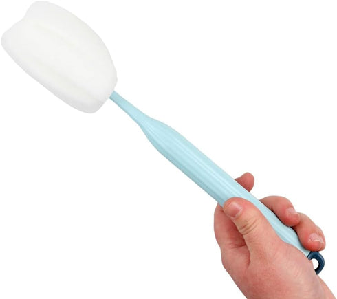 GUDEKIKL 2Pcs Sponge Clean Bottle Brush,Long Handle Plastic Sponge Brush,Flexible Sponge Cleaner Brush,Kitchen Cleaning Cup Brush for Glasswares...