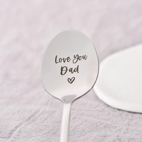 Dad Father Gifts Spoon from Daughter Son - I Love You Dad Spoon Gift for Father Daddy Fathers Day Birthday Gifts Cute Engraved Tea Coffee Spoons G...