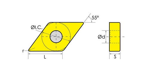 HHIP 6000-9443 XAB749 DNMG-443-PM 55 Diamond Rake Insert, 1/2" IC...