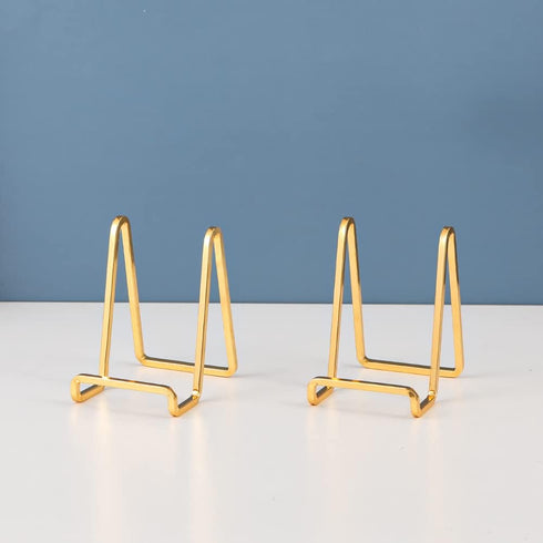 Plate Holder Easel Display Stand - 4.5 inch Metal Plate Stands for Display - Tabletop Picture Stand - Gold Iron Easels for Display Pictures | Phot...