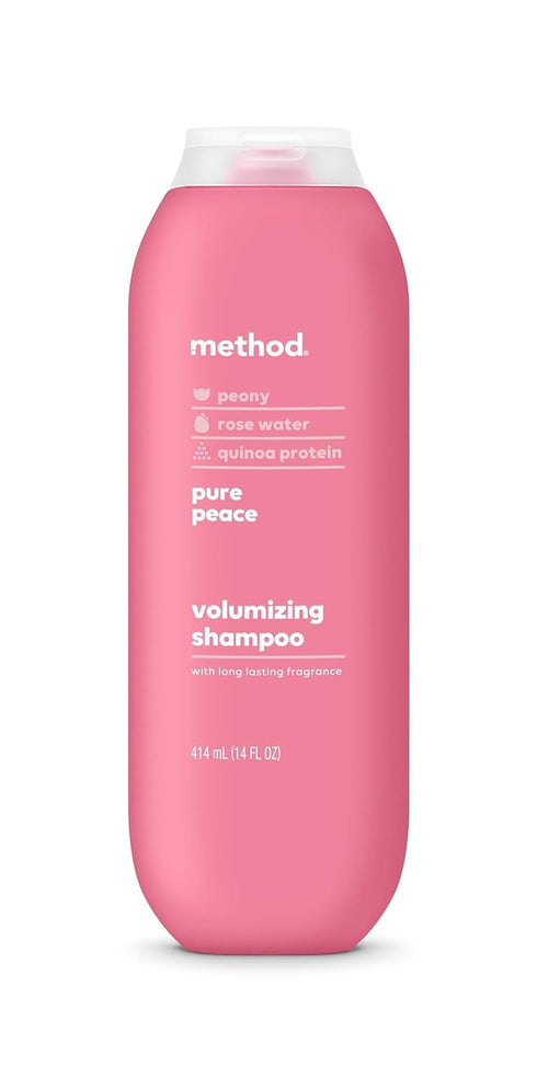 Method Volumizing Shampoo, Pure Peace with Rose, Peony, and Pink Sea Salt Scent Notes, Paraben and Sulfate Free, 14 oz (Pack of 1)...
