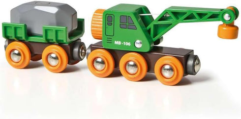 BRIO World 33698 - Clever Crane Wagon Set - 4 Piece Wooden Toy Train Set for Kids | Imaginative Play | Compatibility with Other Sets | FSC-Certifi...